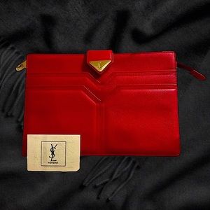 RARE YSL ✨ Great Condition✨ Red Leather Clutch Bag